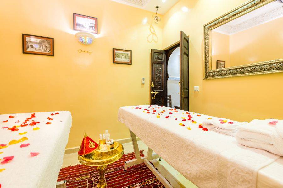 trattamento spa e un fantastico giro in cammello nell'oasi palmeraie