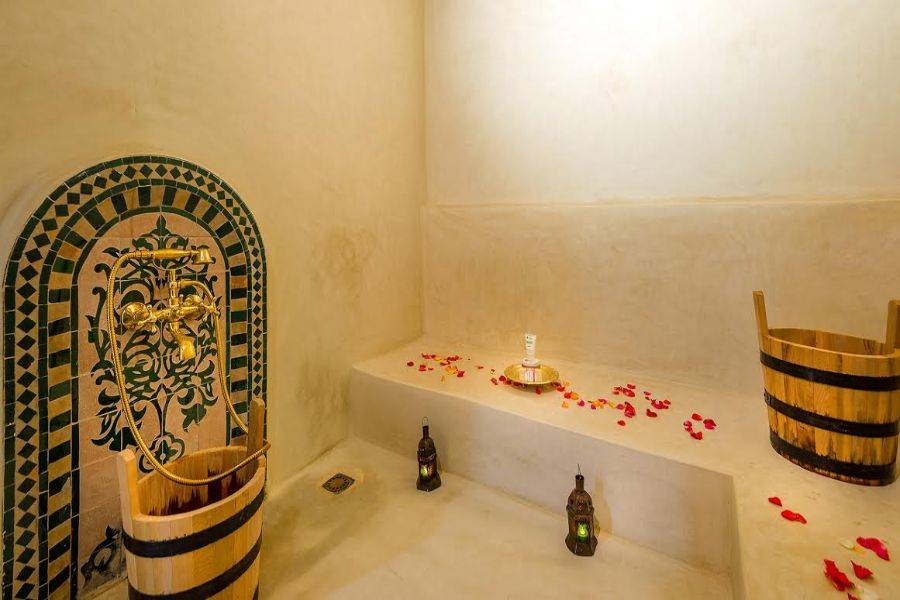 trattamento spa e un fantastico giro in cammello nell'oasi palmeraie
