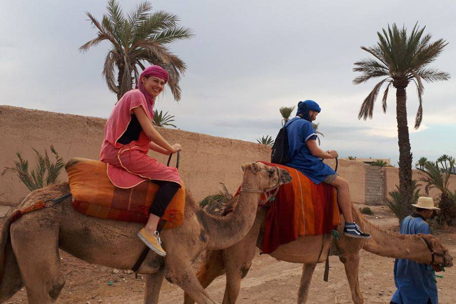 trattamento spa e un fantastico giro in cammello nell'oasi palmeraie