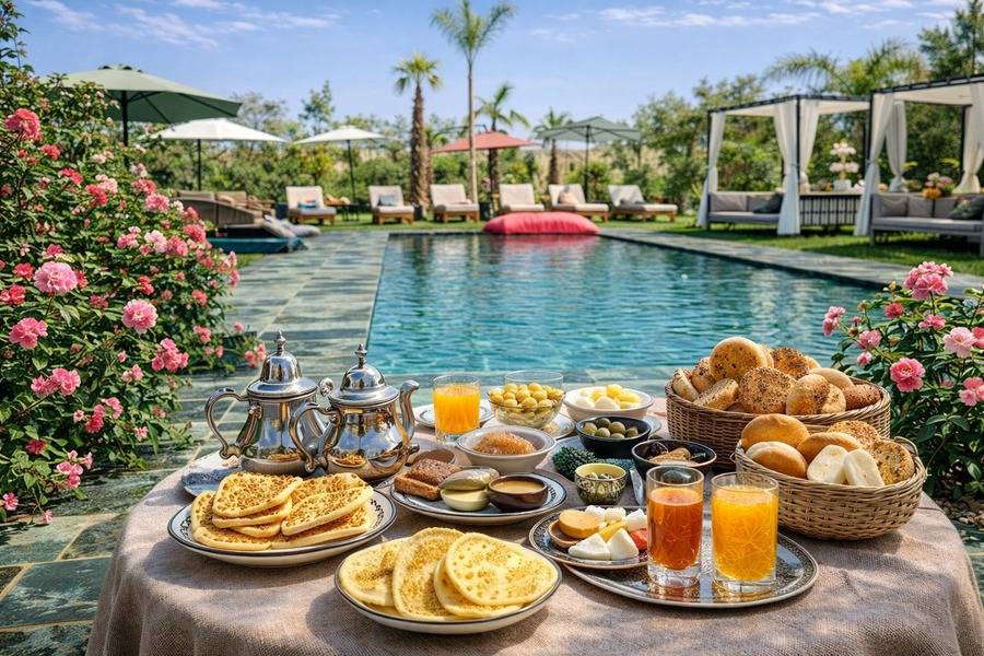 Marrakech: Volo in mongolfiera all'alba, giornata in piscina e pranzo